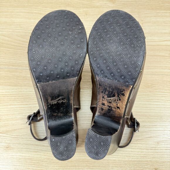 Dansko Womens Rowena Sandals Size 41 (US 10.5-11) Brown Leather Wooden Heel Shoe - Picture 9 of 12